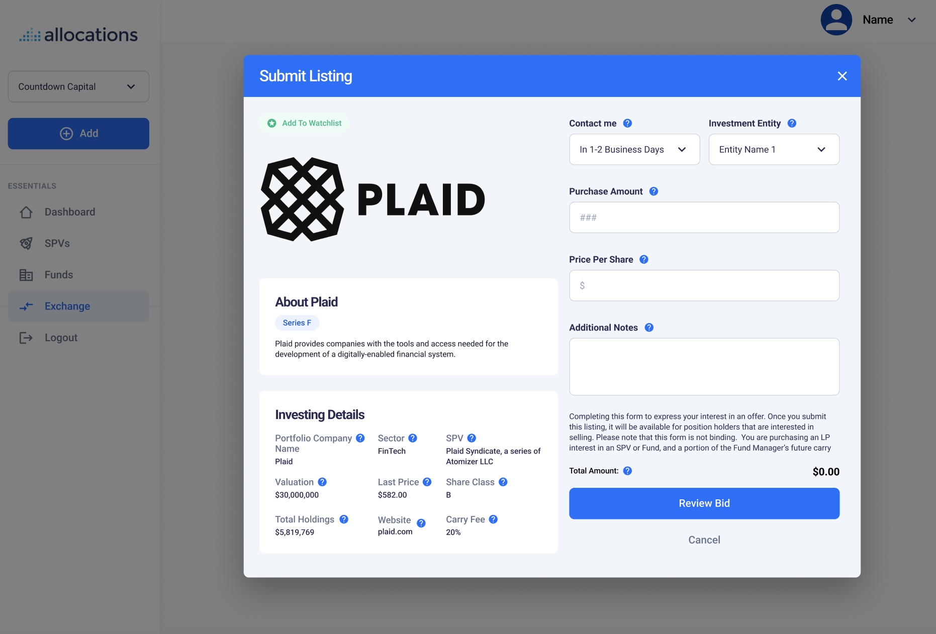 Allocations Plaid 2